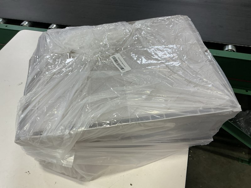 Condition photo showing As Is for snslxh 5 pack stackable closet storage basket, multifunctional & foldable closet organizer for bathroom kitchen laundry room wardrobe storage, space-saving clothes storage drawer organizer, white white 5 pack