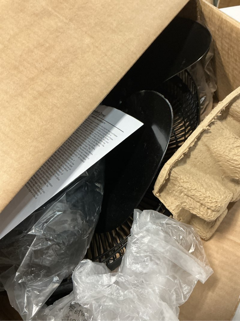 Condition photo showing As Is for Comfort Zone 16” Oscillating Pedestal Fan  3-speed Options  90-Degree Oscillating Head  Adjustable Height and Tilt  Powerful Air Flow  Black