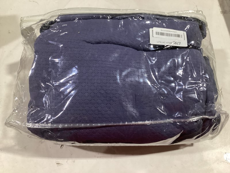 Condition photo showing As Is for superior 3 piece cotton bedspread set, home bed decor, decorative bed spread, 2 pillow shams, medium weight blanket, matelasse coverlet, bedding essentials, peploi collection, queen, denim blue queen denim blue