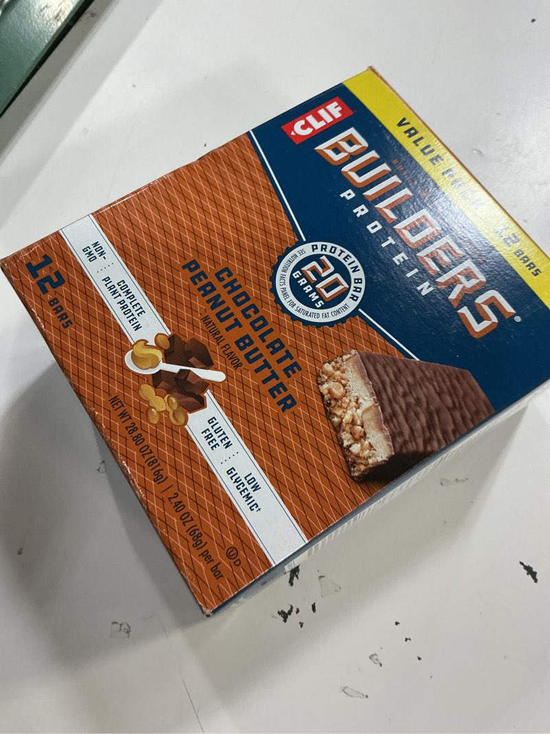 Condition photo showing New/Like New for (bb:jun/28/2026)clif builders protein bars - chocolate peanut butter flavor - 20g plant based protein - gluten free - non-gmo - low glycemic - no artificial sweeteners - value pack, 2.4 oz. (12 count) 12 count (pack of 1)