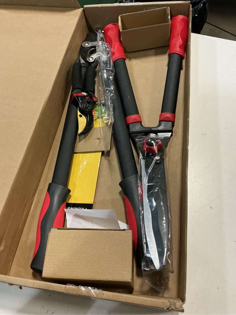Condition photo showing Good Condition for loppers hedge shears & pruners combo set 3-piece hedge clippers, heavy duty tree & shrub care kit for yard, lawn & garden, professional branch cutter tree trimmer for indoor & outdoor gardening