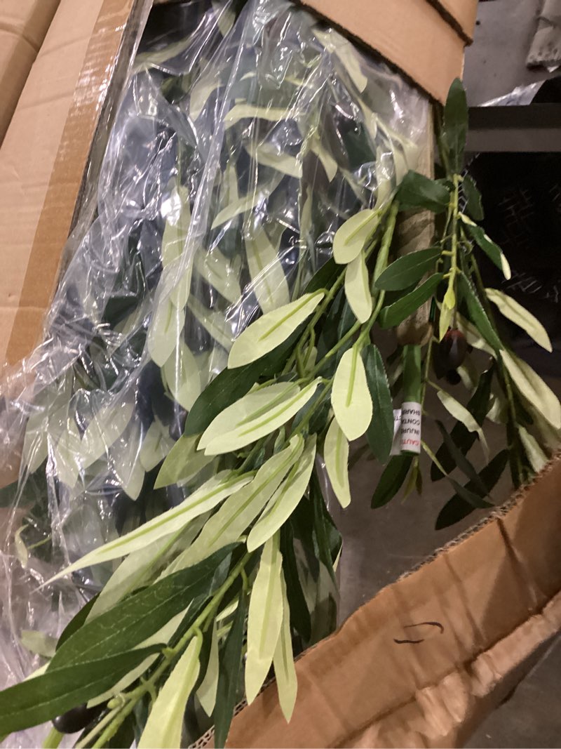 Condition photo showing As Is for faux olive tree 8ft - tall artificial olive trees 8 feet indoor large fake plants with green leaves and fruits, realistic olive silk tree with planter for home office living room decor
