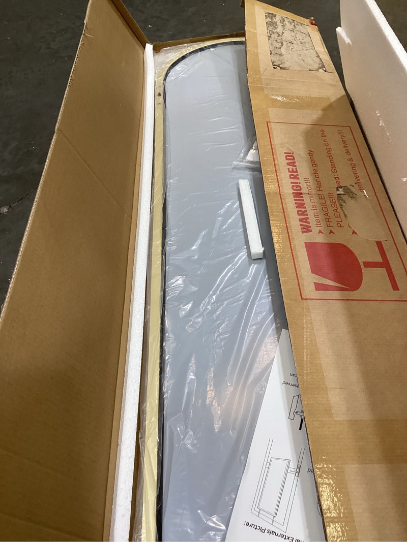 Condition photo showing Good Condition for delma full length mirror, large floor mirror for wall, bedroom, bathroom, living room with aluminium frame (stand, arch 56x15-gold) gold frame 56"l x 15"w