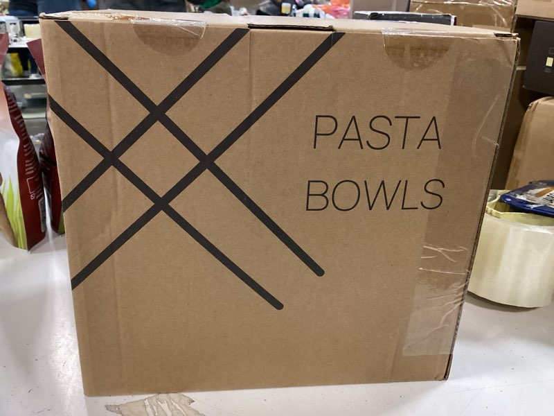 Condition photo showing New/Like New for Ava Nord Ceramic Pasta Bowls Set of 4 – 40oz Extra Large Dinner Bowls, Deep Plates Salad Bowl for Eating, Pasta Plates, Stoneware Shallow Bowl Plate Set, Dishwasher & Microwave Safe - Beige