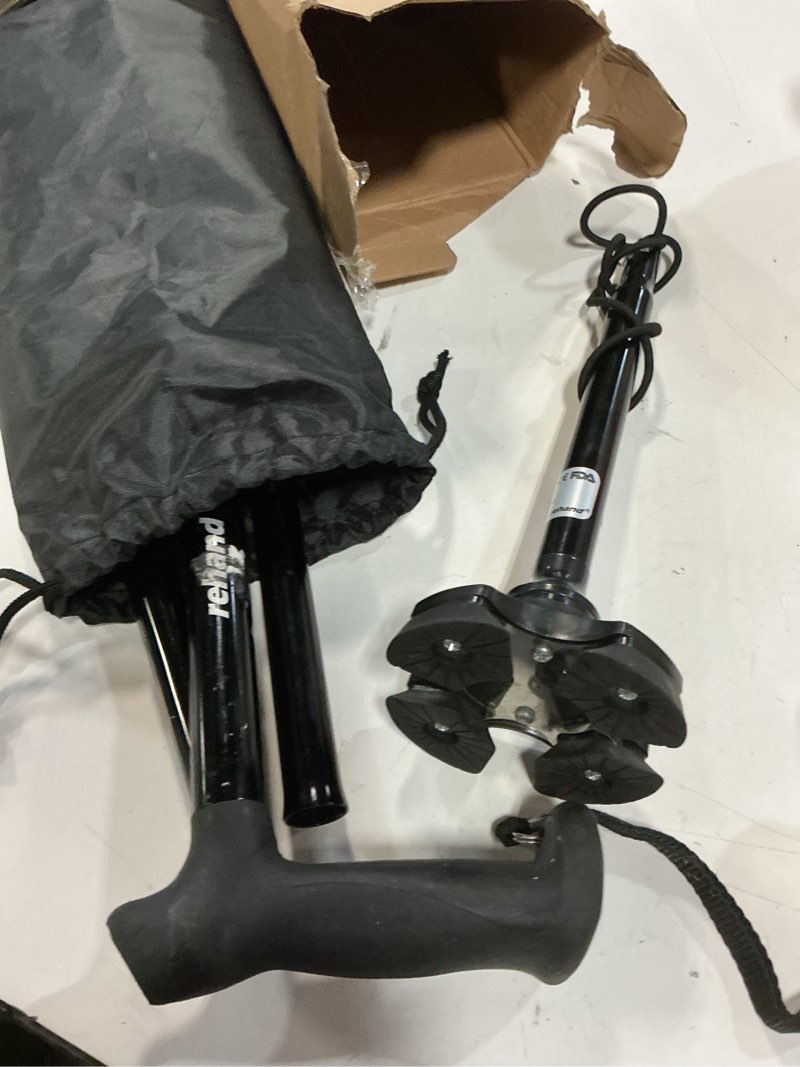 Condition photo showing Good Condition for rehand walking cane for men & women - foldable, adjustable, lightweight, self standing pivot walking cane, soft handle grip, with travel bag, walking sticks for seniors & adults black
