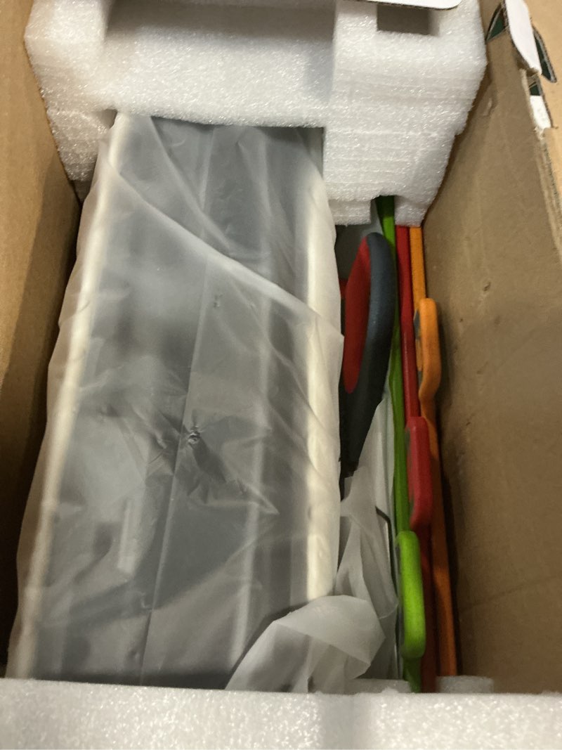 Condition photo showing Good Condition for Smart Cutting Board and Knife Set,Self Cleaning Cutting Board and Knife Set with 4 Stainless Steel Knives,3 Color Coded Cutting Boards,10 Pairs of Chopsticks and 1 Pair of Scissors 4 Cutter 3 Board Colorful