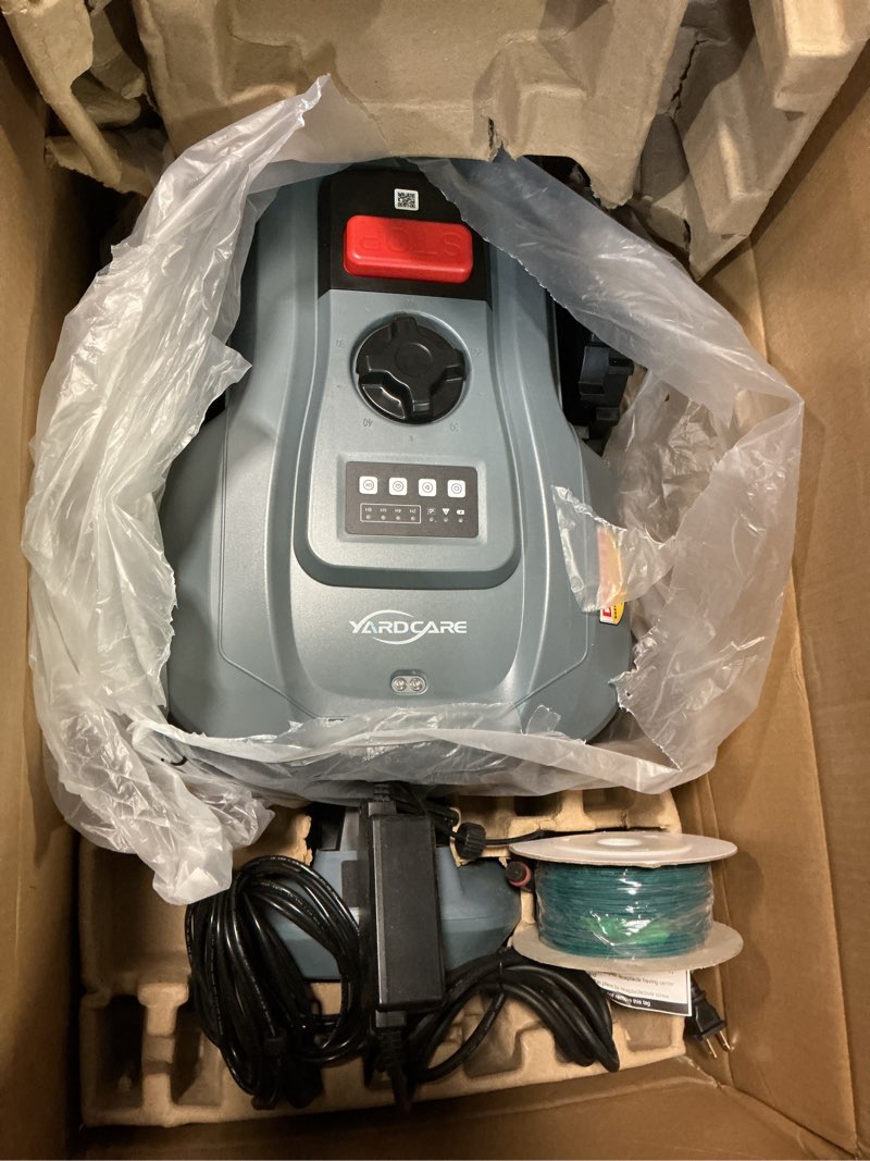 Condition photo showing Good Condition for robot lawn mower with app control – adjustable cutting height, auto-charging, obstacle detection & smart scheduling – ideal for lawns up to 1/8 acre silver grey