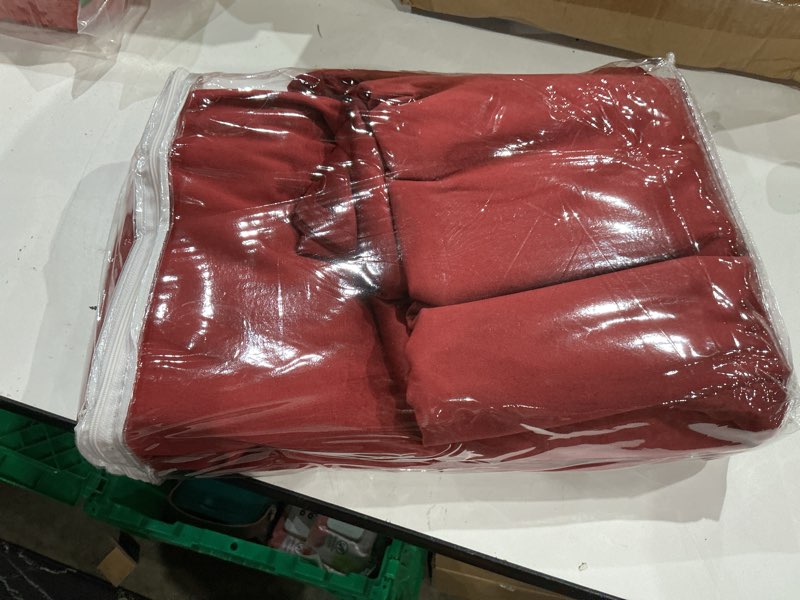 Condition photo showing As Is for miulee burgundy velvet curtains solid soft red blackout curtains grommet top thermal soundproof room darkening curtains/drapes/panels for living room bedroom 52 x 72 inch 2 panels