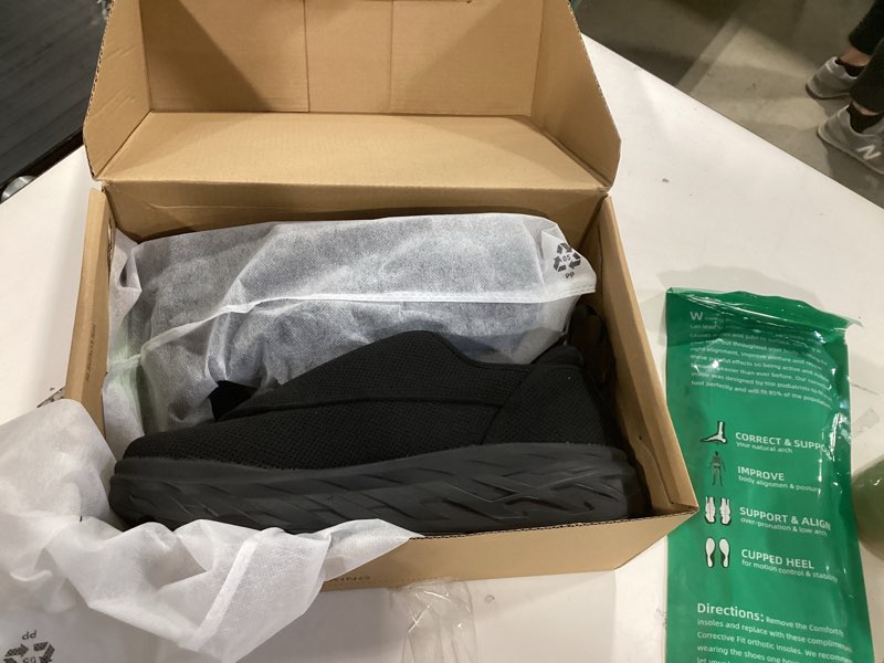 Condition photo showing New/Like New for Men's Wide Diabetic Slip-On Shoes Adjustable Comfortable Walking Shoes for Swollen Feet Elderly Foot Pain Relief and Neuropathy Support 11 Wide Black