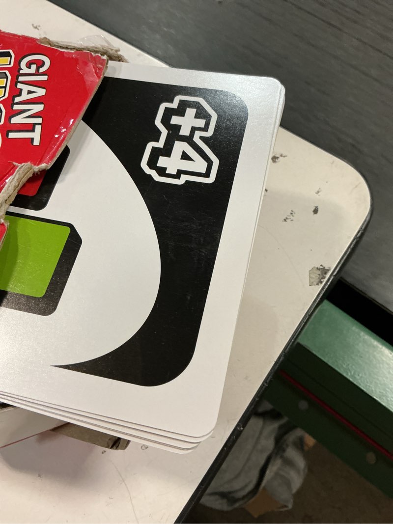 Condition photo showing Good Condition for Mattel Games Giant UNO Card Game for Kid, Adult & Families, Color Blind Accessible & Customizable Large Deck Classic