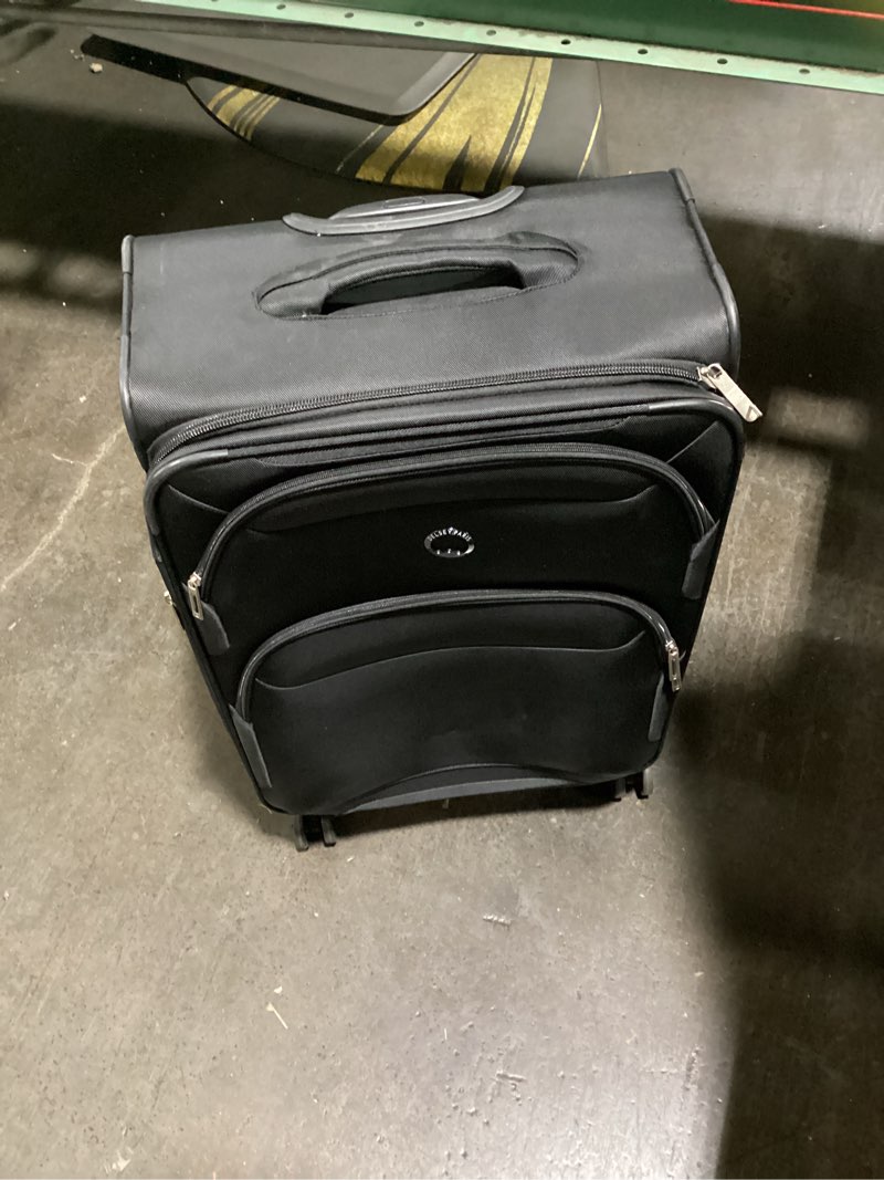 Condition photo showing Good Condition for DELSEY Paris Sky Max 2.0 Softside Expandable Luggage with Spinner Wheels, Black, Checked-Medium, 24 Inch