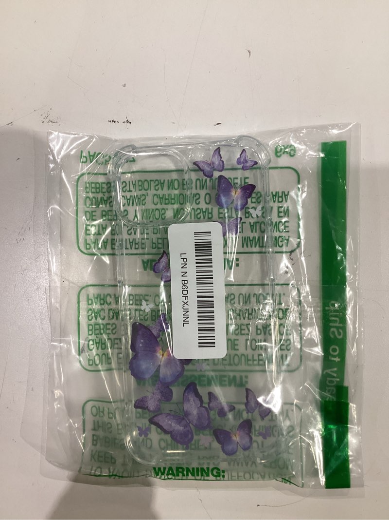 Condition photo showing Good Condition for GVIEWIN for iPhone 13 Case Floral, with Screen Protector&Camera Lens Protector,[Non Yellowing] Soft Shockproof Clear Phone Protective Cover for Women, Flower Pattern Design 6.1"(Alluring Butterfly) Alluring Butterfly/Purple for iPhone 13 (6.1'', 2 Lens)