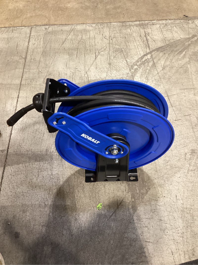 Condition photo showing Good Condition for kobalt pro retractable hose reel with 3/8-in x 50-ft premium rubber air hose