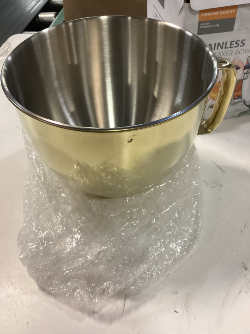 Condition photo showing Good Condition for 5 qt stainless steel mixer bowl compatible with kitchenaid artisan&classic series 4.5-5qt tilt-head mixers k45 ksm70 ksm150 etc. replacment for kitchenaid mixer bowl(heavy duty radiant gold)