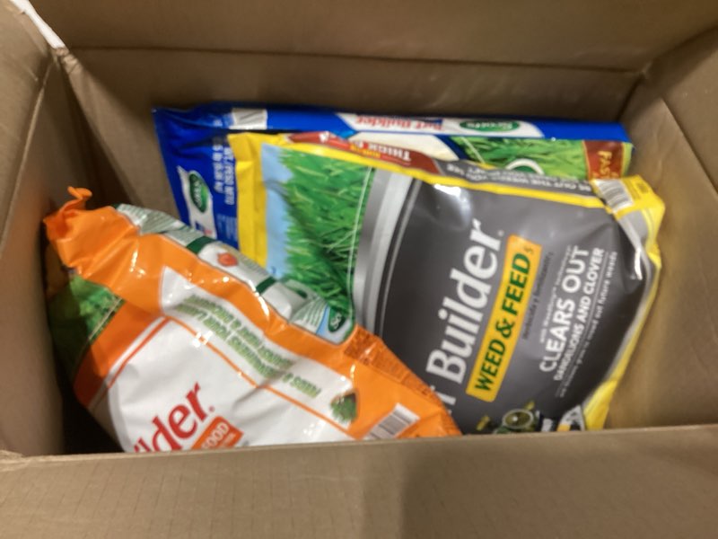Condition photo showing New/Like New for scotts turf builder weed and feed3 - weed killer plus lawn fertilizer, controls dandelion and clover, grass fertilizer for up to 15,000 sq. ft., 42.87 lbs.