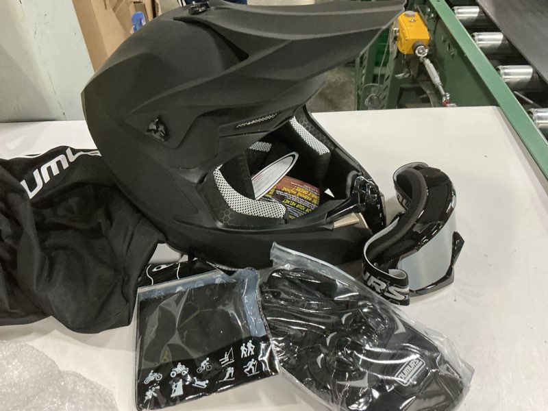 Condition photo showing Good Condition for oumurs adult atv dirt bike helmet with goggles gloves & mask adjustable sun visor motorcycle adult helmet off-road motocross downhill moped mx for unisex-adult matte black xx-large