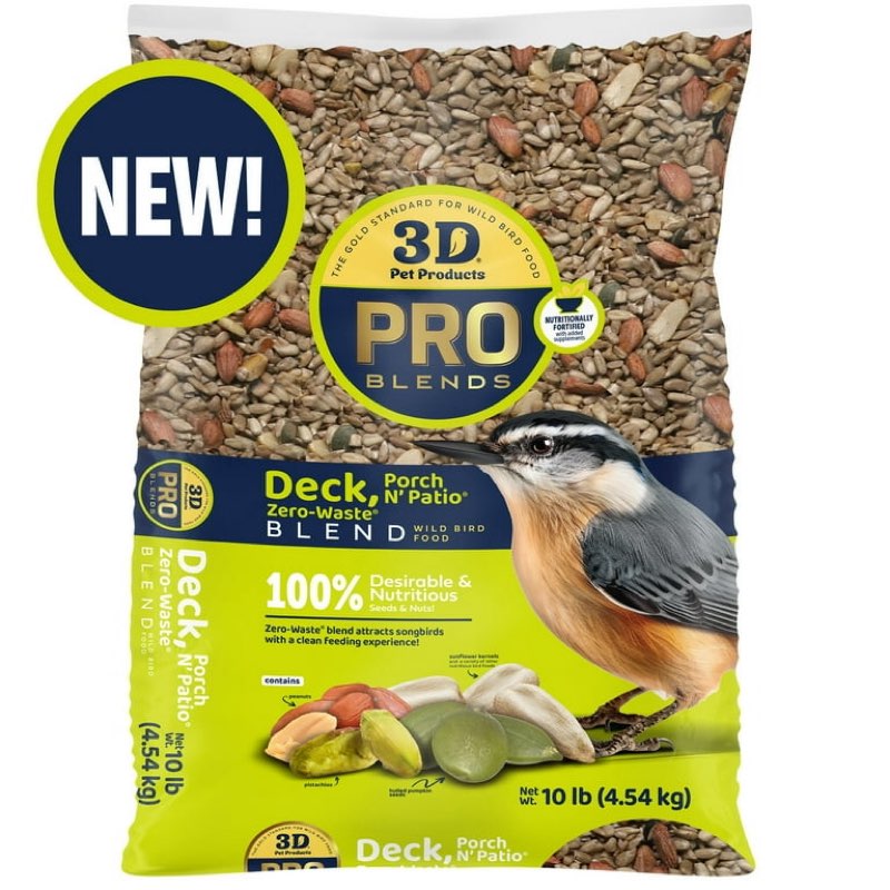 (Expiration date unknown)3-D Pro Blends Deck Porch N Patio® Zero-Waste® Blend, Wild Bird Seed Mix, 10 Pounds
