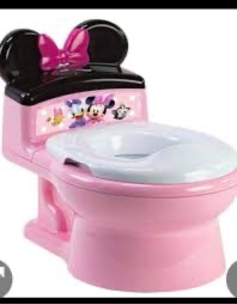 The First Years Disney Minnie Mouse Potty Training Toilet and Toddler Toilet Seat - Toilet Training Potty with Fun Flushing and Cheering Sounds,Pink