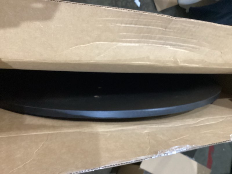 Condition photo showing As Is for coffee table, 31.5" large coffee tables, black round coffee tables for living room, floor table for sitting on the floor, center coffee table with metal frame for office apartment home 31.5"d round black