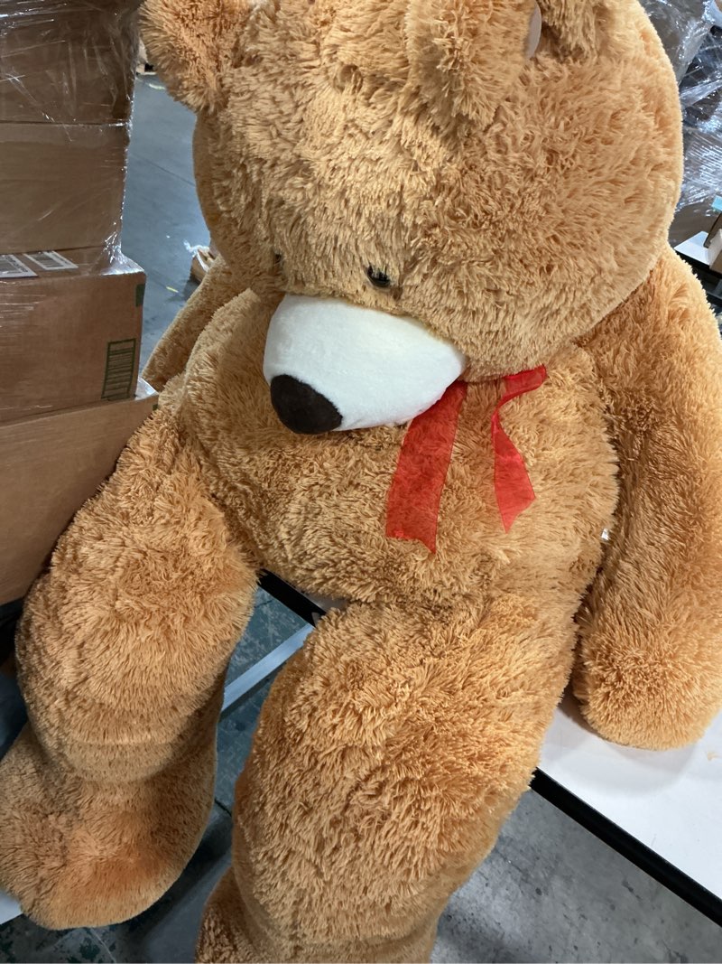 Condition photo showing As Is for MorisMos Giant Teddy Bear Plush 6ft, Life Size Huge Brown Teddy Bears for Boyfriend Girlfriend, 6 Foot Large Big Bear Gifts for Lover on Valentines, Anniversary, Birthday Light Brown 6 Feet