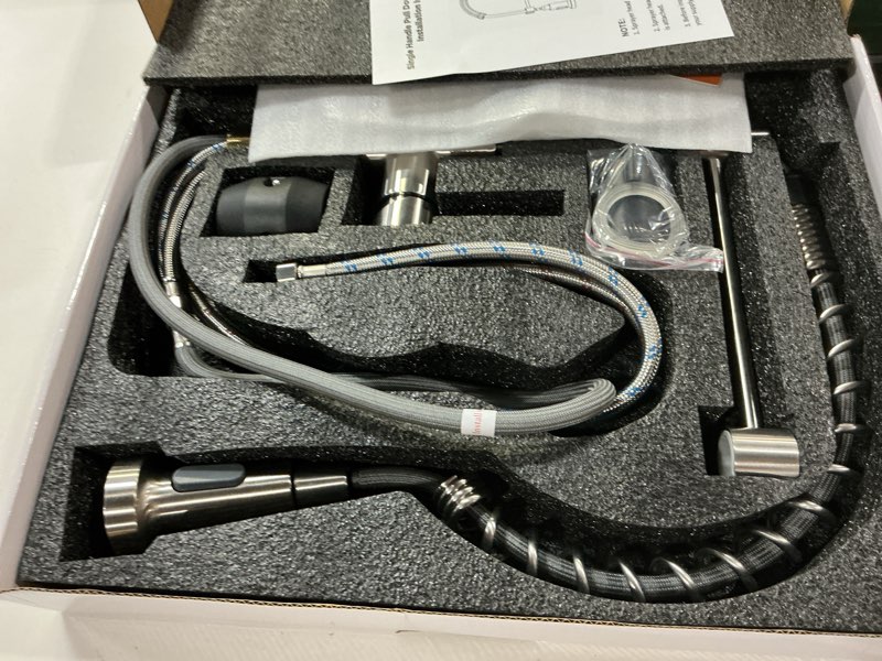 Condition photo showing Good Condition for owofan kitchen faucet with pull down sprayer brushed nickel stainless steel 1 handle pull out spring sink faucets 1 hole or 3 hole dual function for farmhouse camper laundry utility rv wet bar pull out faucet 1 brushed nickel