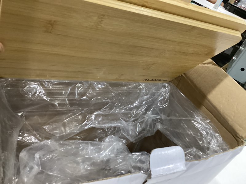 Condition photo showing Good Condition for 4 pack clear storage bins with bamboo lid, garbage bag dispenser, pantry organizers and storage for onion potato, under sink organizer for kitchen laundry room