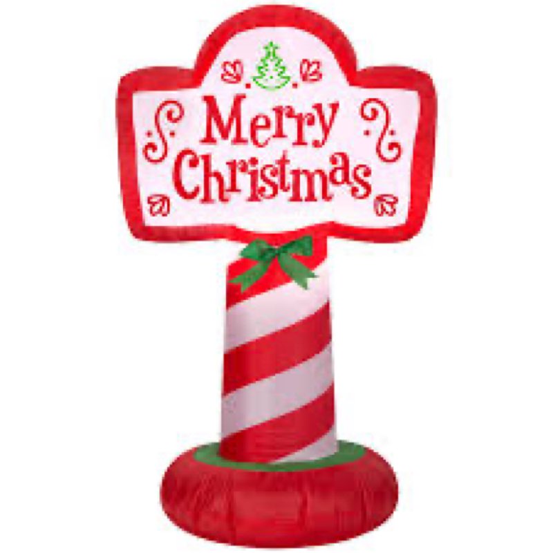 Gemmy 3.5' Candy Cane Merry Christmas Sign Inflatable