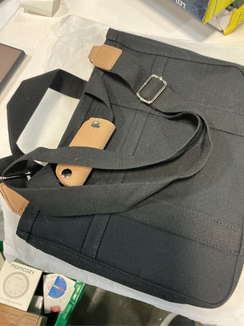 Condition photo showing New/Like New for barsine messenger bag for women and men, multi-pocket & compartments everyday tote, lightweight canvas bible sturdy bag black