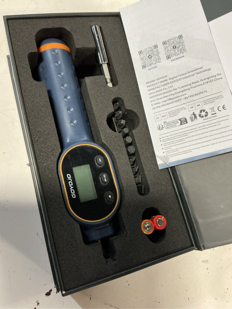 Condition photo showing New/Like New for goyojo digital torque screwdriver 7.08–70.8 in-lb / 0.8–8 nm, 1/4" adjustable torque screwdriver set with buzzer & magnetic bits, 999 data storage, for gunsmithing, electronics, and mounting
