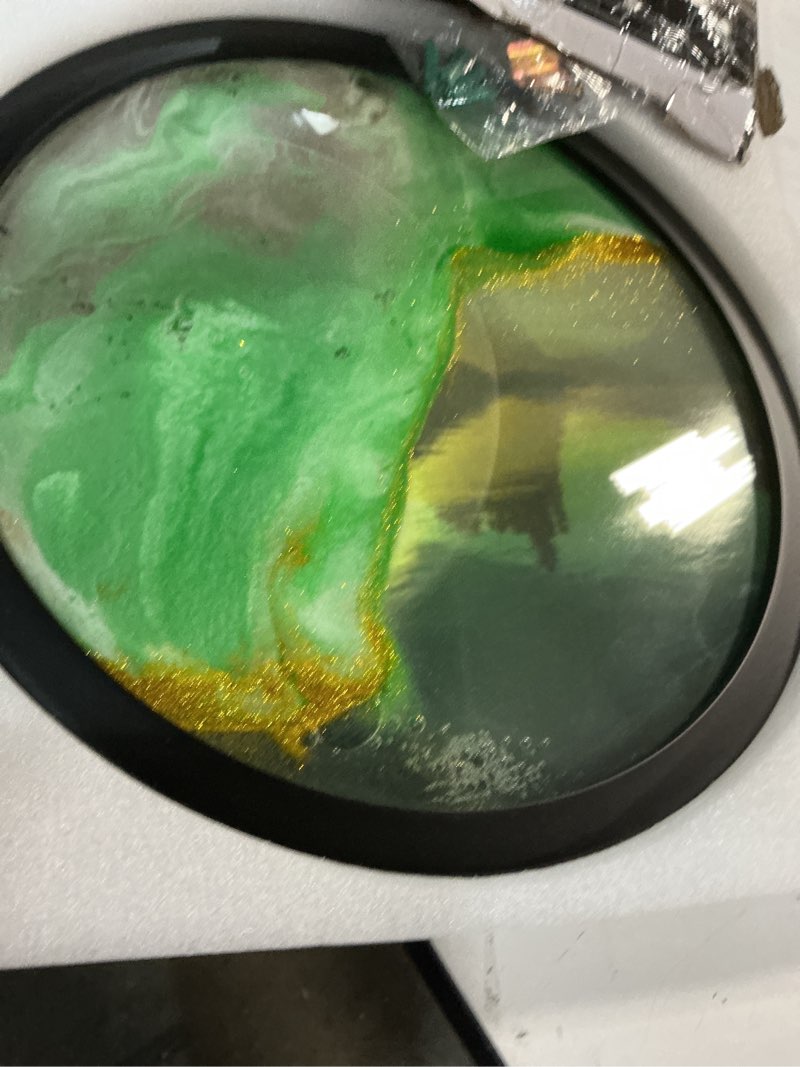 Condition photo showing Good Condition for Oneshow Moving Sand Art Wall Art 3D Deep Sea Sandscape 360° Rotation Circular Sand Art Liquid Motion Wall Decor Relaxing Mood for Home Office Glass Craft Christmas Gifts for Adults (Green-17.3 in)