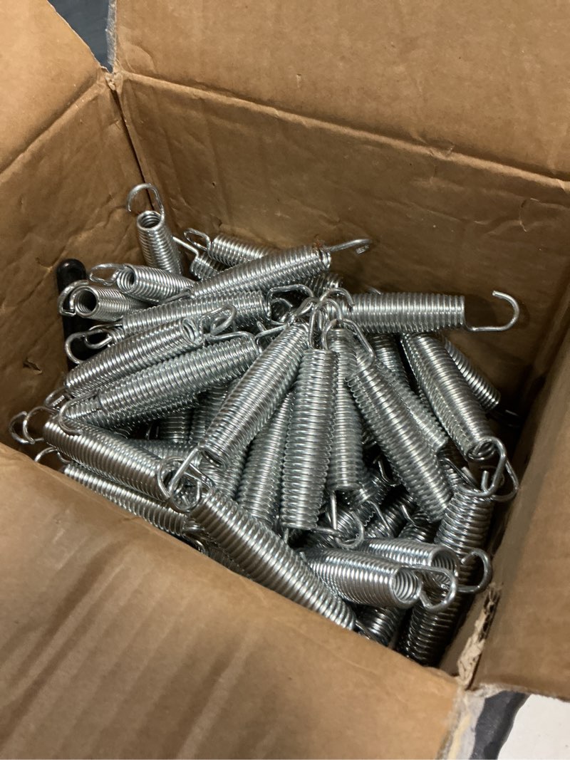 Condition photo showing As Is for 72 pieces trampoline replacement springs with t-hook 5.5inch/6.5inch/7inch | heavy duty trampoline springs, rust-resistant galvanized steel wire with high-tension support for outdoor trampolines