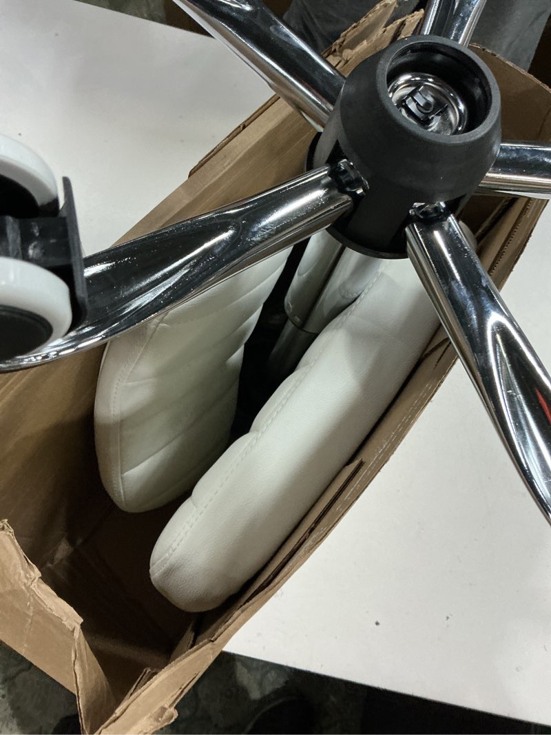 Condition photo showing As Is for BFTOU White Square Swivel Stool with Wheel for Work SPA Shop Massage Height-Adjustable and Cost-Effective Rolling Stool Chair with Back