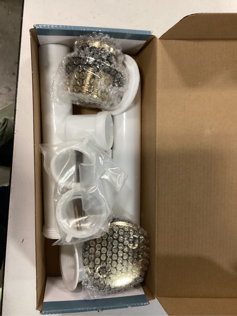 Condition photo showing As Is for westbrass 593244-03 white 1-1/2" tubular tip toe bath waste drain kit, polished brass 1-pack polished brass