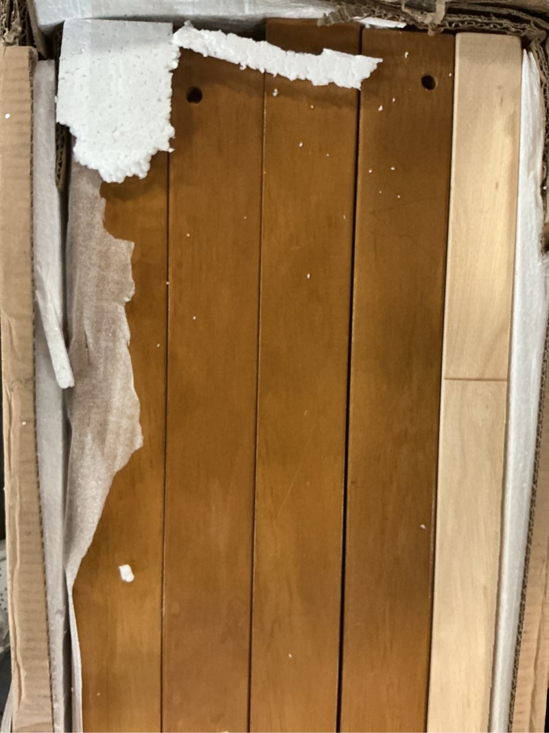 Condition photo showing As Is for (incomplete)queen-over-queen sturdy wooden bunk bed with ladder & safety guardrail