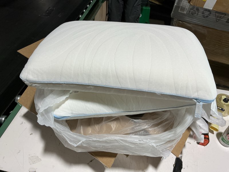 Condition photo showing Good Condition for sealy dreamlife queen size memory foam cooling pillow with surface guard technology, removable machine-washable cover, 1 year limited warranty, white (2 pack) 2 pack queen