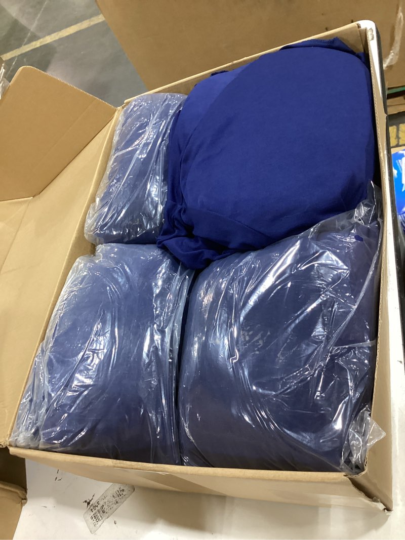 Condition photo showing Good Condition for 4 pack navy blue spandex tablecloth for 8ft rectangle tables, table skirt 30x96 inch stretch table cloths elastic fitted tables cover for wedding parties birthday banquet baby shower events 8ft(4 pack) navy blue