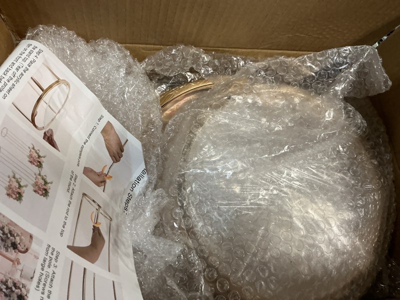 Condition photo showing New/Like New for Wedding Flower Stand, 3PCS Round Tall Cylinder Pedestal Flower Holders, Free Standing Removable Gold Metal Plant Rack Column Vases Centerpieces for Parties and Wedding Living Room Decoration