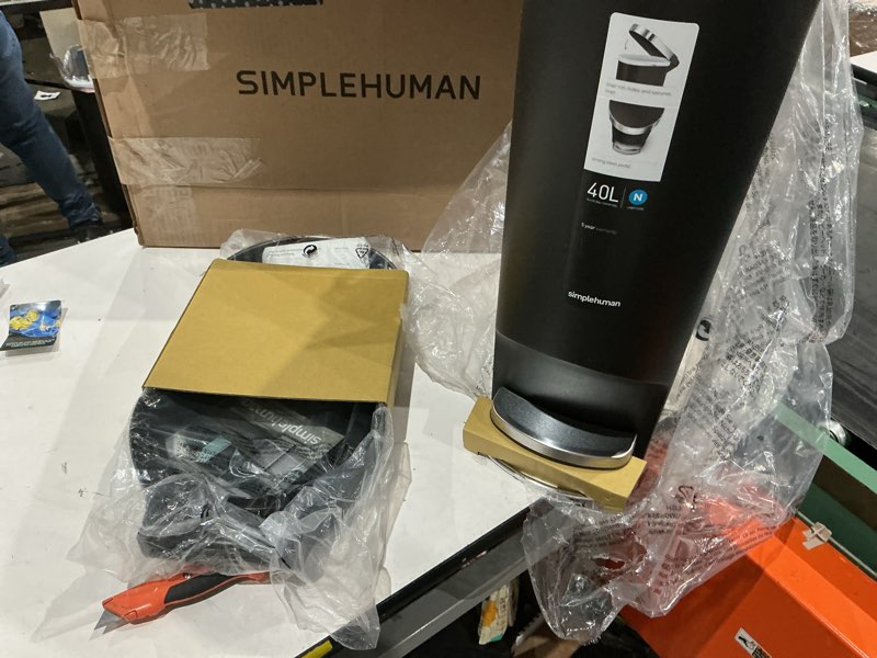 simplehuman 40 liter slim kitchen trash can, black plastic