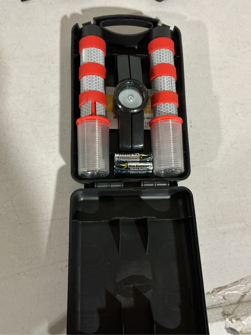 Condition photo showing Good Condition for twinkle star emergency roadside flares kit led safety strobe road warning light highway beacon alert flare with magnetic base, detachable stand, solid storage case (set of 2)