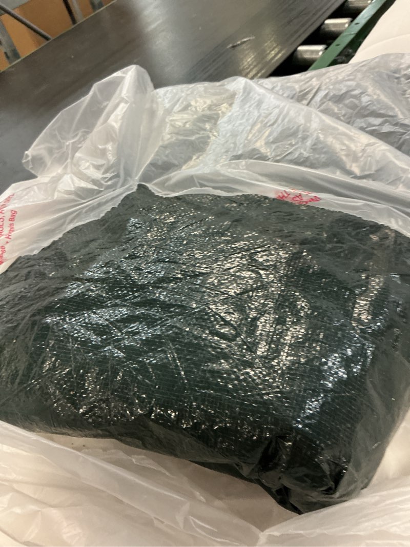 Condition photo showing As Is for cartman finished size 10x12 feet waterproof green tarp 8 mil thick, multipurpose protective cover for emergency rain shelter camping tarpaulin 10'×12'