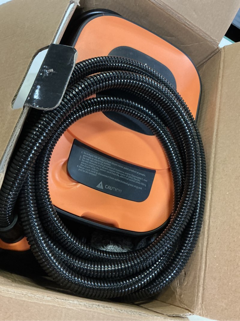 Condition photo showing Good Condition for steam cleaner, portable steamer for cleaning with 16pcs accessories, 6-level adjustable and 15s heat-up, handheld steam cleaner for home, tile, dirt, grout, grease, car detailing orange