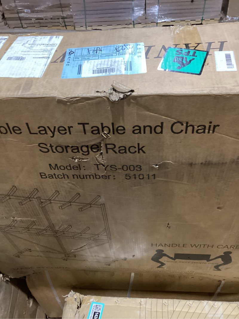 Double layer table and chair storage rack 