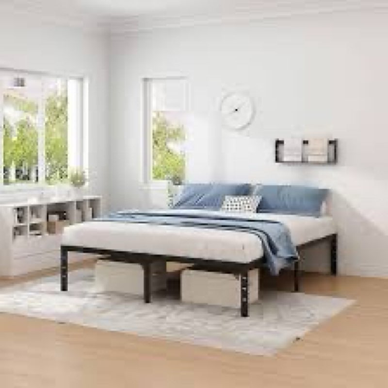 NEW JETO Metal Bed Frame,Full Size Bed Frame with Storage Space,Heavy Duty Sturdy Mattress Foundatio
