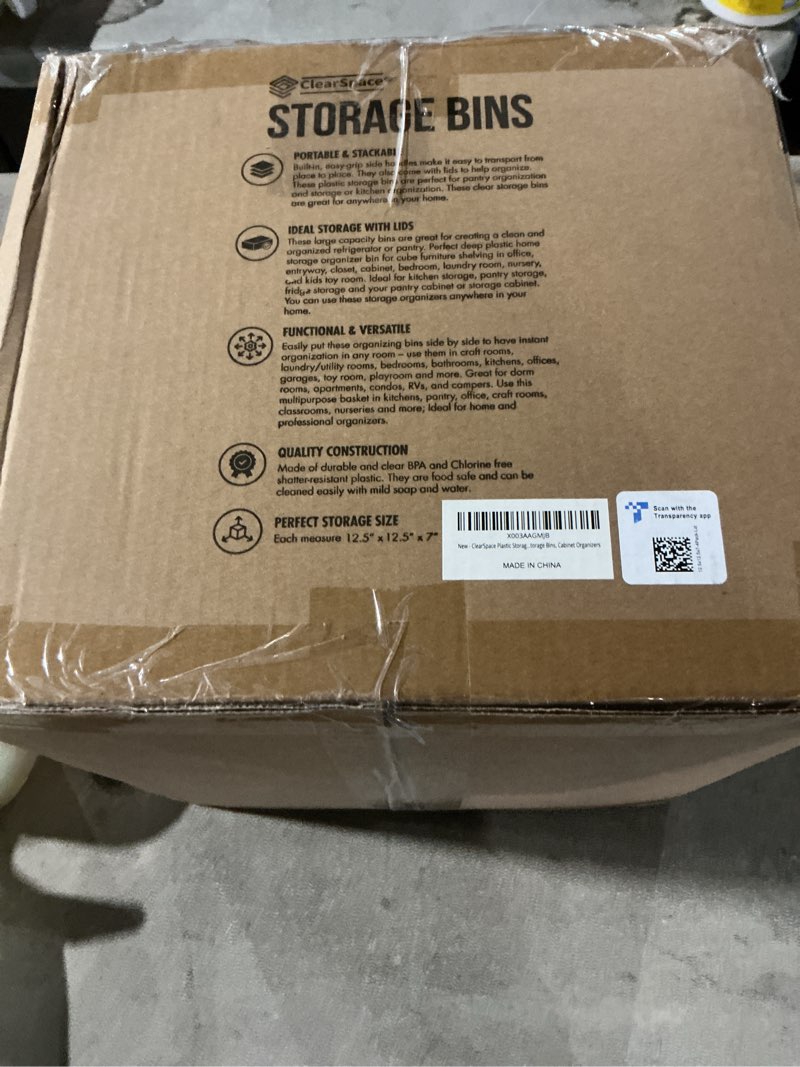 Condition photo showing Good Condition for ClearSpace Plastic Storage Bins with Lids XL – Perfect Kitchen Organization or Pantry Storage – Fridge/Cabinet Organizers 4 Pack XL