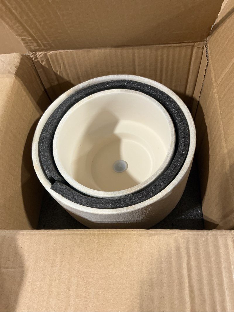 Condition photo showing Good Condition for succulent pots, 8"+6" plant pots, ceramic planters for indoor plants | 2-piece set with drainage holes, hand-painted antique beige ceramic for indoor & outdoor succulents, cactus & houseplants