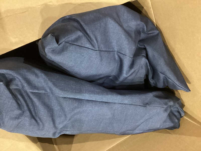 Condition photo showing Good Condition for arden outdoor dining chair cushion, 21 x 21, rain-proof, fade resistant 21 x 21, sapphire blue leala 21 x 21 dining cushion set sapphire blue leala