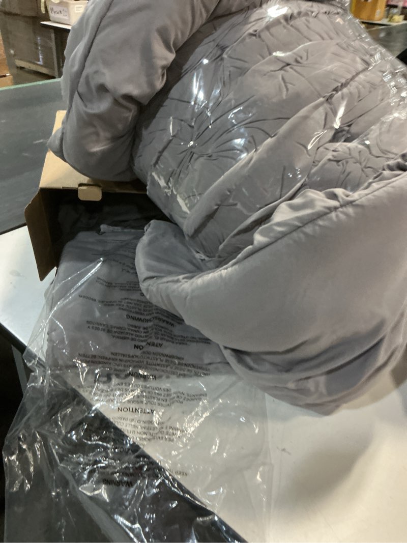 Condition photo showing Good Condition for bedsure king size comforter set - bedding sets king 7 pieces, pintuck bed in a bag grey bed set with comforter, sheets, pillowcases & shams king 01 - grey