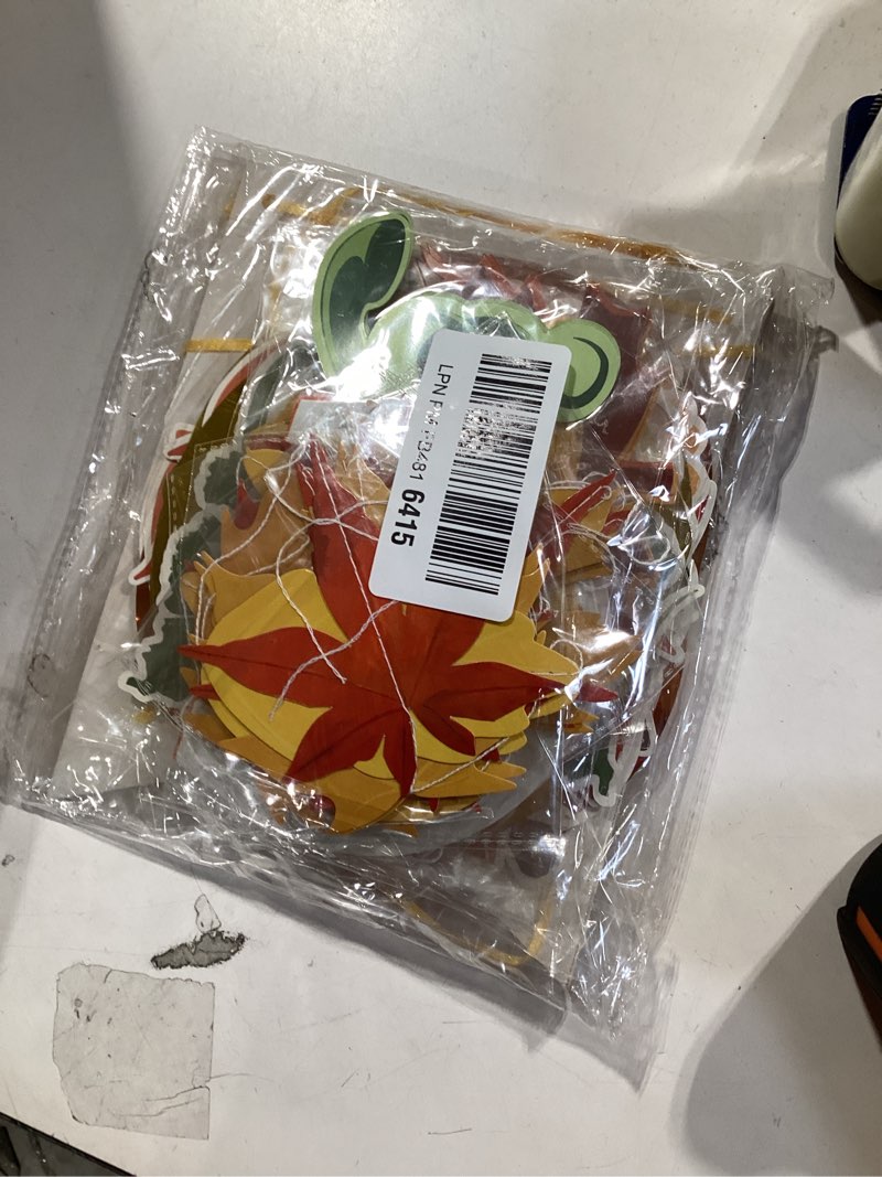 Condition photo showing New/Like New for Famoby Happy Thanksgiving Burlap Banner Paper Triangular Bunting Maple Leaf Pumpkin Turkey Garland for Thanksgiving Day Welcome Autumn harvest Party Decorations