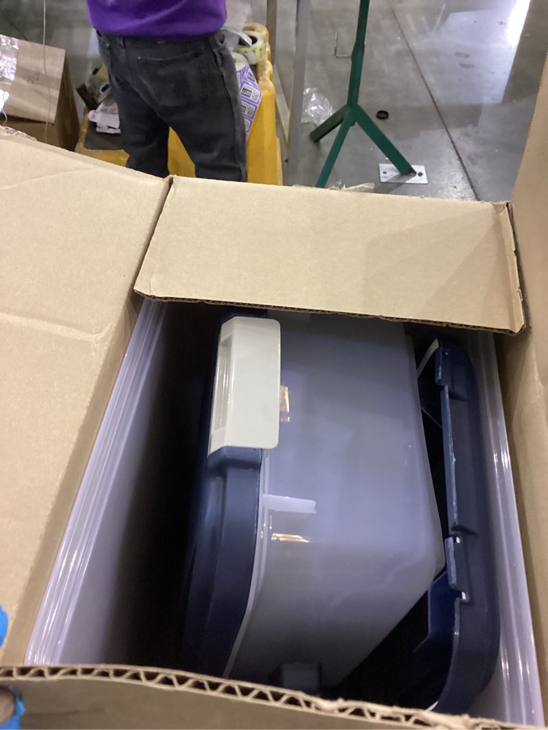 Condition photo showing As Is for IRIS USA Dog Food Storage Container, 30 lbs & 11 lbs Combo, Cat Food Storage Container, Dog Treat Container, Airtight, Stackable, 2-Cup Scoop, Wheels, Easy Mobility, Navy