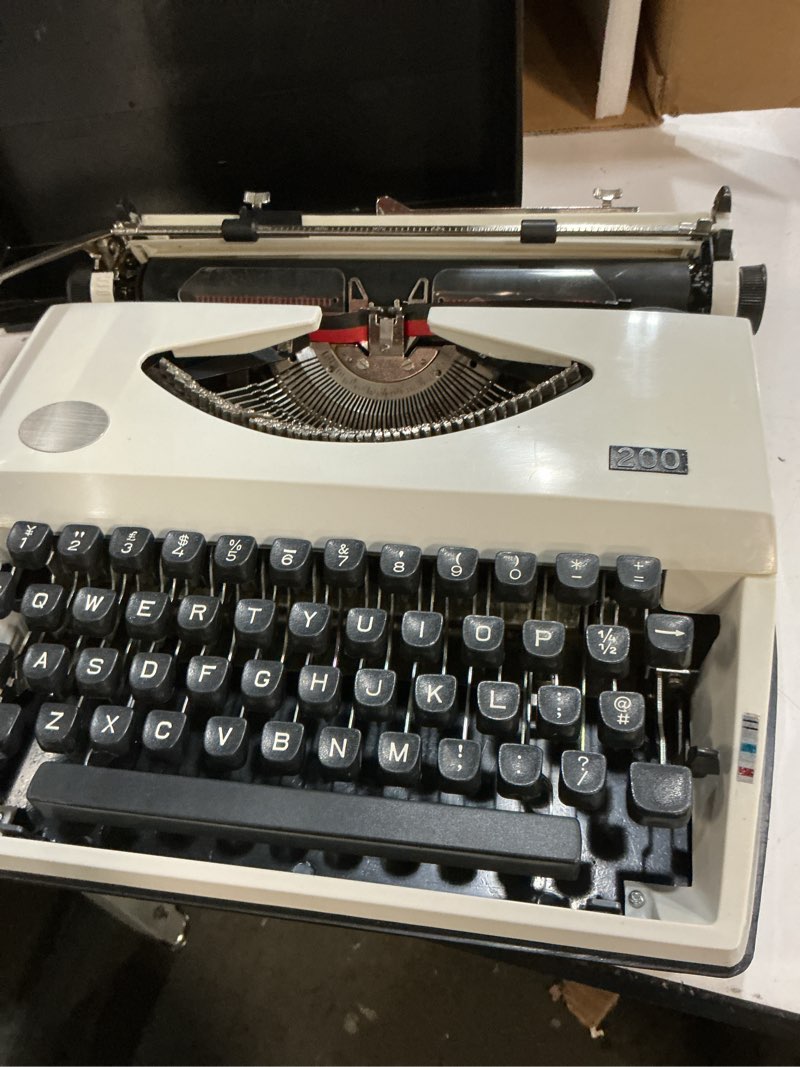 Condition photo showing Good Condition for manual typewriter with ribbon for writers, notes,letters and creative writing, fully mechanical retro portable typewriting machine for home and office vintage decor, classic old fashioned collectible